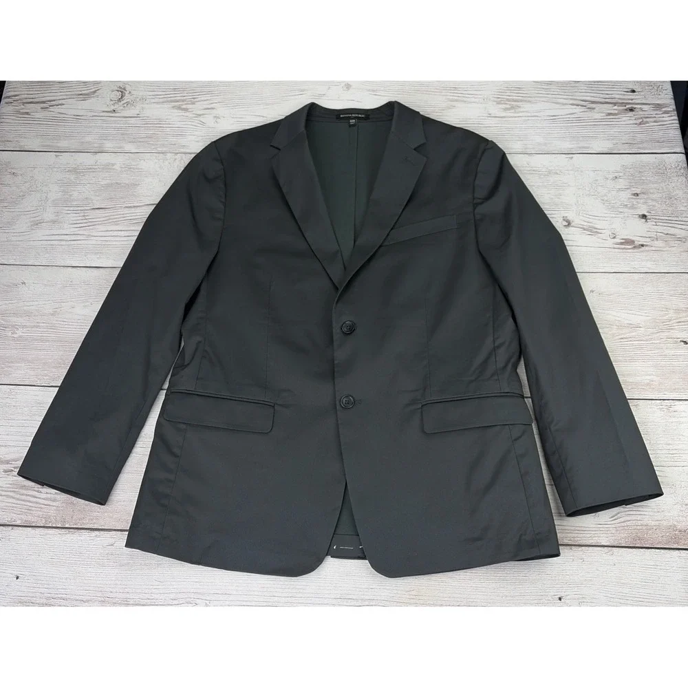 Banana Republic Men's 44R Black Cotton Suit Jacket Blazer Tailored Fit Excellent